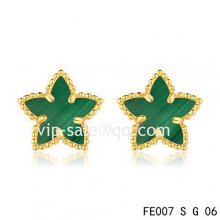 Imitation Van Cleef & Arpels Sweet Alhambra Star Earrings Yellow Gold,Malachite